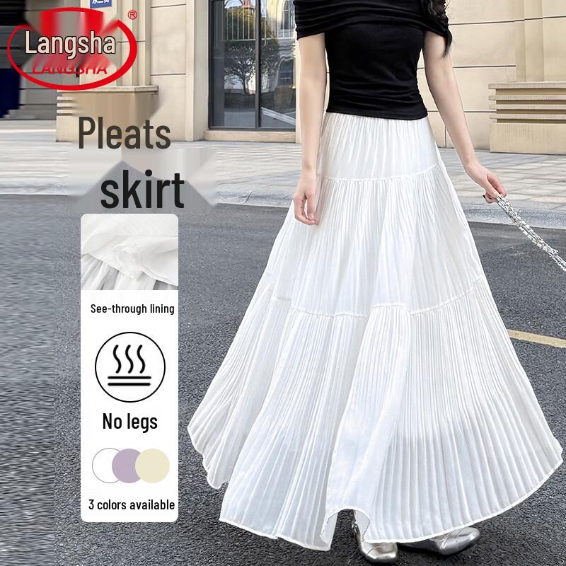 

Женская плиссированная шифоновая юбка-миди А-силуэта L