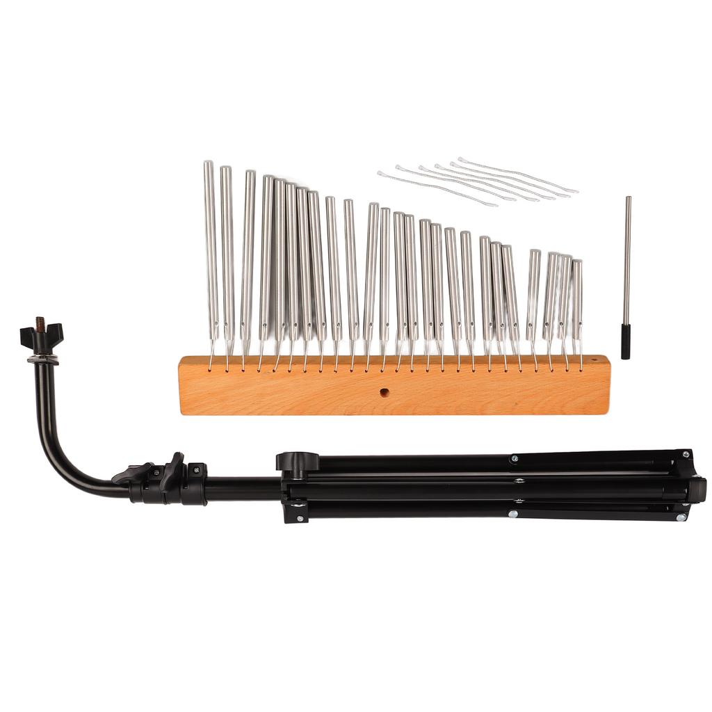 Violin Wind Chime Metal Bar Wood Base Beautiful Clear Sound Wind Chime Decoration with Adjustable Tripod