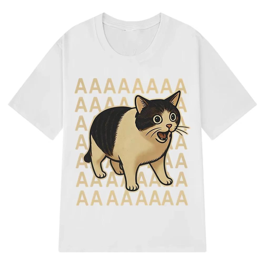 Grappige Meme Verdrietige Huilende Kat Bedrukt Dames Heren Casual T-shirt Harajuku T-shirts Casual Mode Tees Kleding Korte Mouw Dagelijks Gebruik