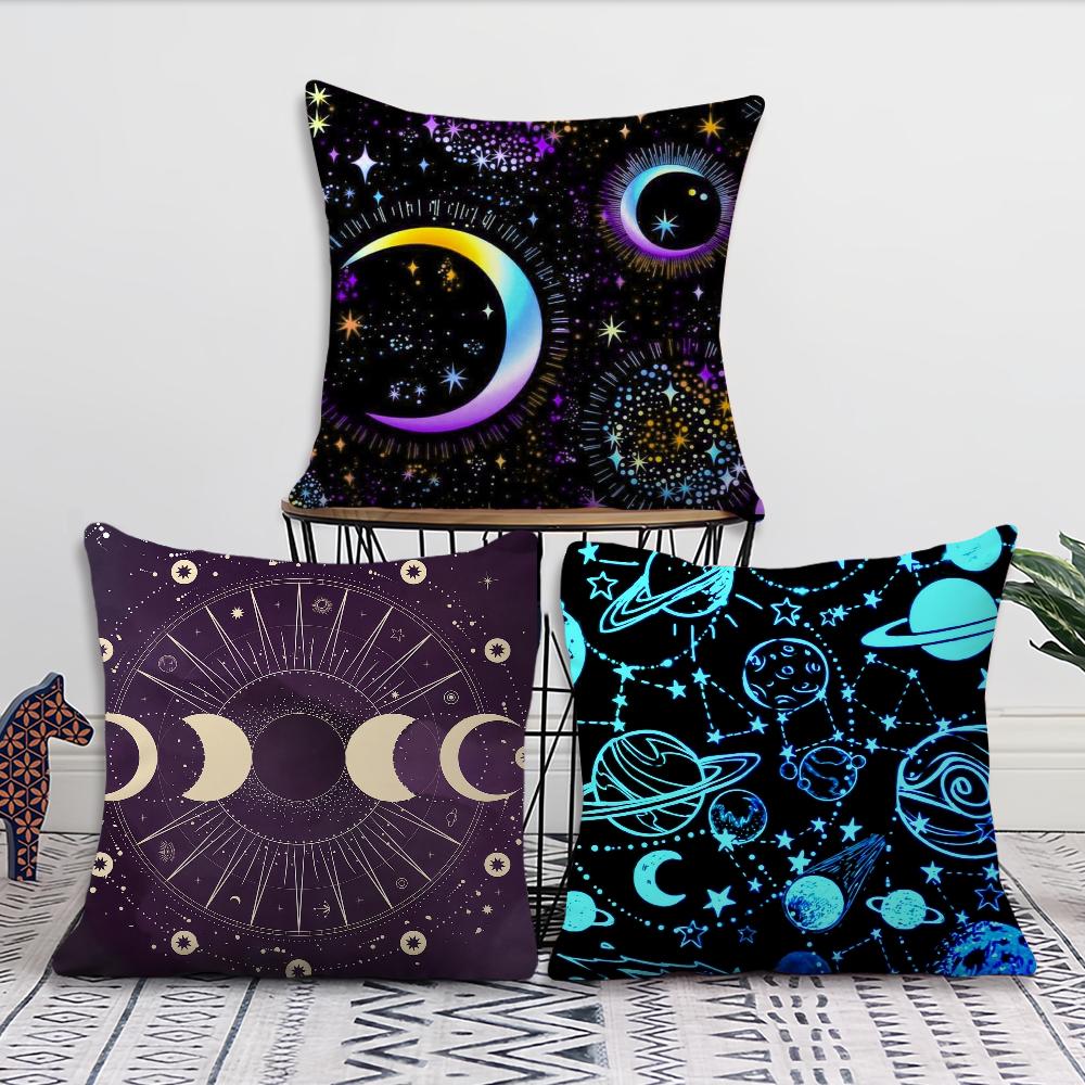 Magic Psychedelic Moon Print Black Cushion Cover Pillow Cover Decoration Room Home Sofa Living Office Car Nordic Simplicity