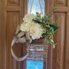 AEE4-Spring Wildflower Door Hanging Basket Wreath Spring Welcome Sign Easter Day For Front Door, Easter Decor