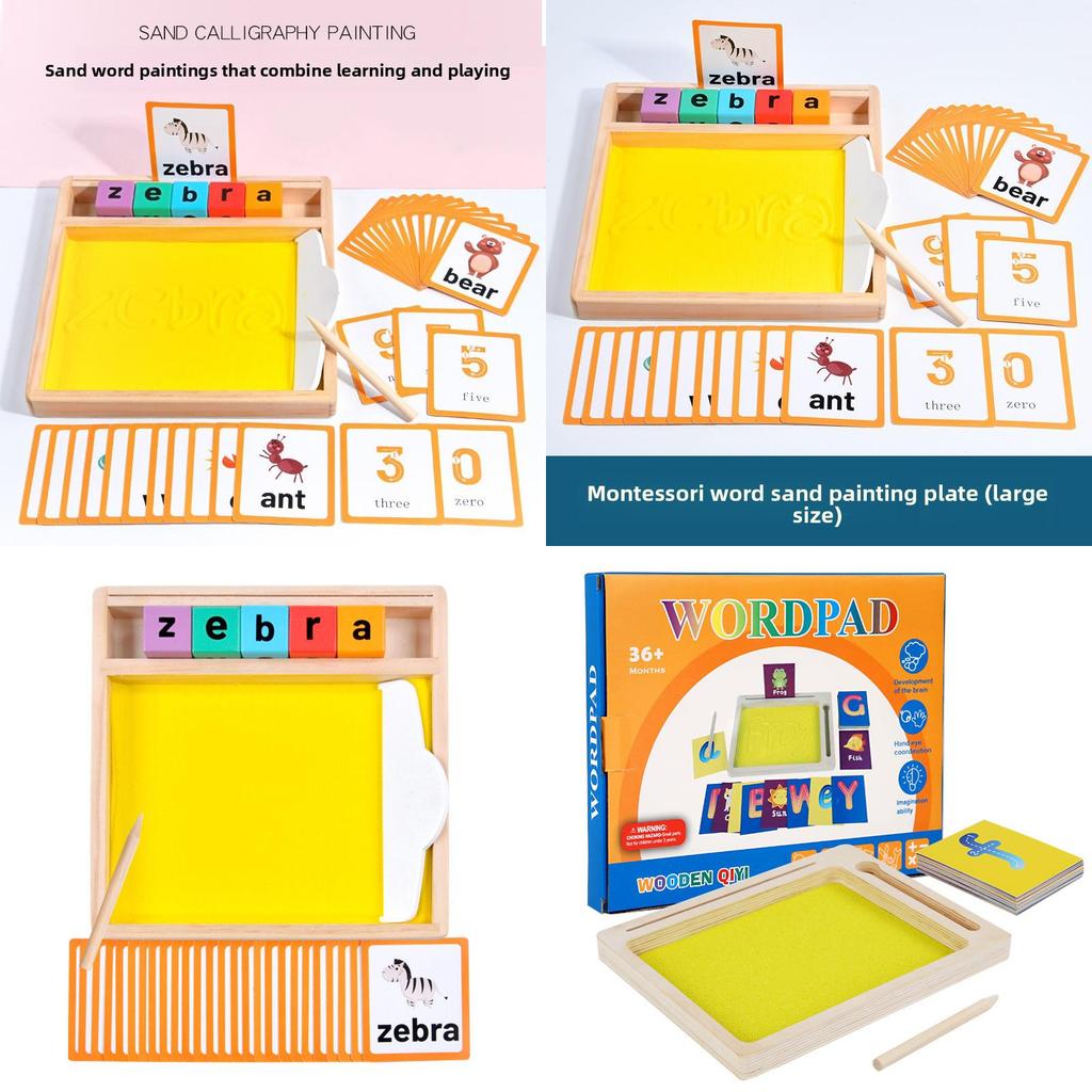 Bandeja de Areia com Alfabeto Montessori de Madeira Brinquedo Educacional Para Aprendizagem Precoce