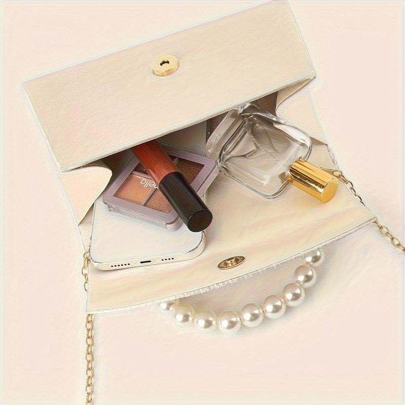 Elegant Pleated Crossbody Bag, Luxurious and Fashiable Handbag, Versatile Pearl Handle Striped Design Shoulder Bags