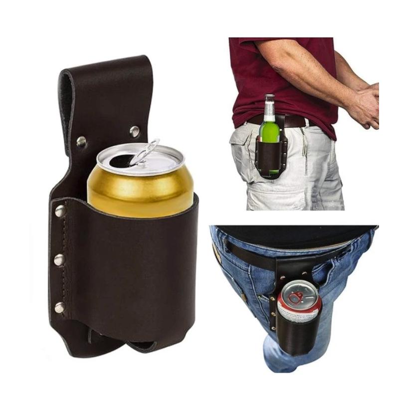 In-Stock Leather Waist Beer Bottle Holder for Outdoors, Fits 600ml and 350ml Bottles