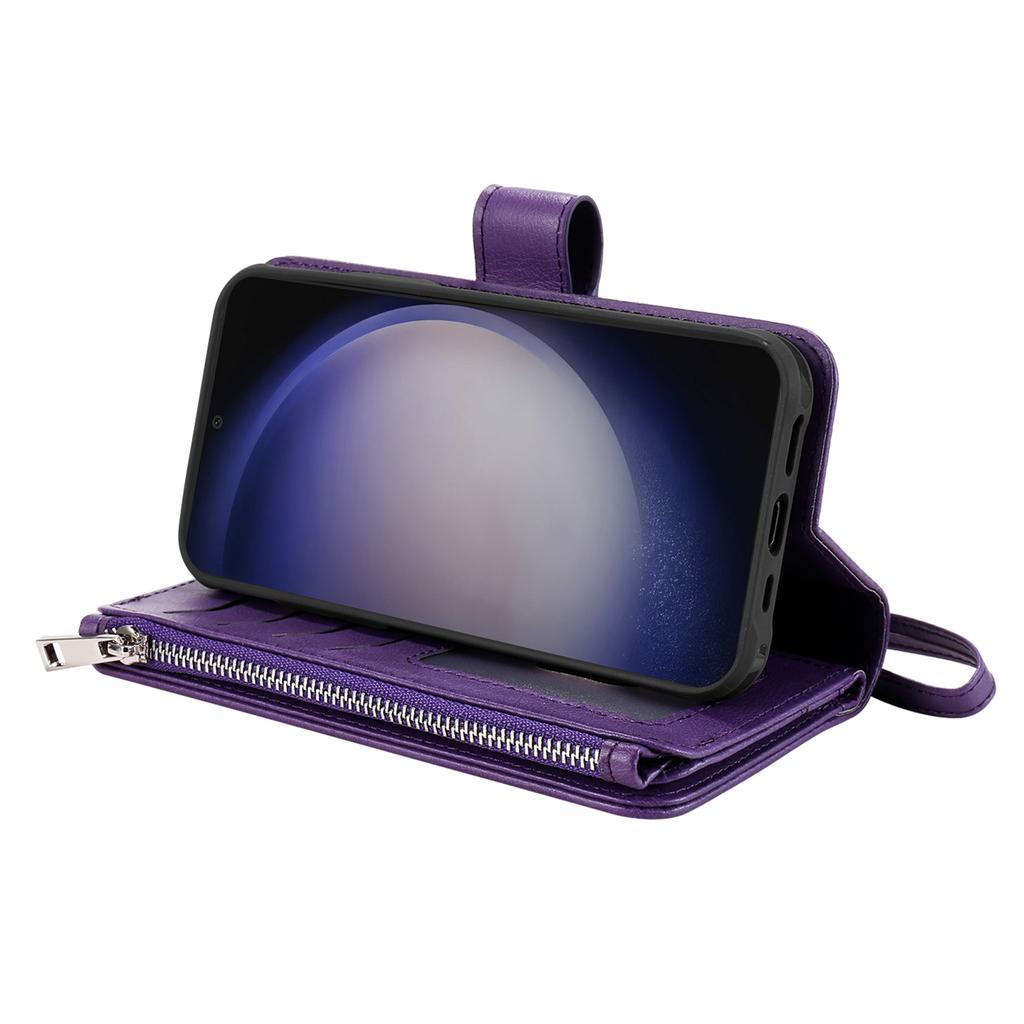 For Samsung Galaxy S25/S24 Magnetic Leather Case Mobile Cover with Detachable Zipper Wallet Strap