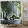 Natural Scenery Waterfall Shower Curtain Plant Lake River Landscape Bath Decor Bathroom Waterproof Polyester Cloth Curtain