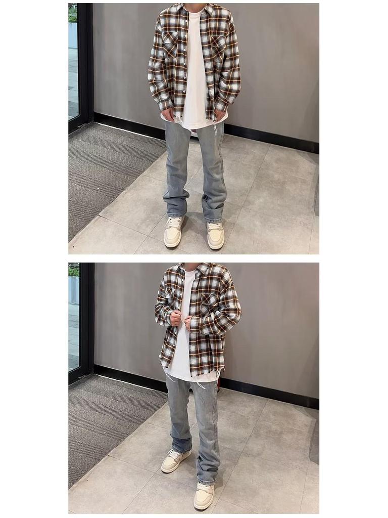 Men's Summer Long Sleeve Retro Plaid Shirt: Versatile, Trendy, and Loose-Fit