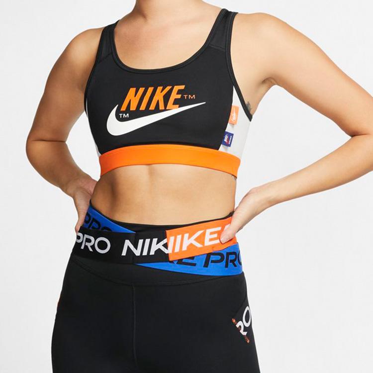 Nike Swoosh Icon Clash Dri-FIT Medium Support Sports Bra Women Underwear Black White Orange CJ0707-010