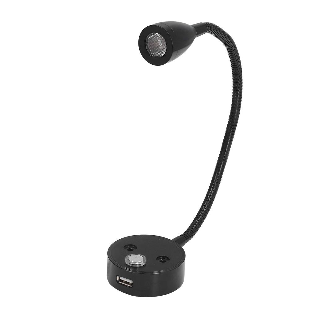 RV Interior Reading Lights Bedside Reading Lamp 10‑30v Dimmable Adjustable Caravan Light for Car RV Boat Motorhome Black