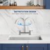 Kitchen Bridge Mixer Taps with 360° Swivel Spout, 2 Hole Sink Mixer Taps Dual Levers Faucet, 180 Mm Centers Deck Mounted Chrome Sink Tap 2 Function