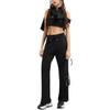 Armani Exchange Ss24 Solid Logo Print Drawstring Mid-Rise Straight Leg Casual Pants Women Pants Black 3DYP81-YJFMZ-1200