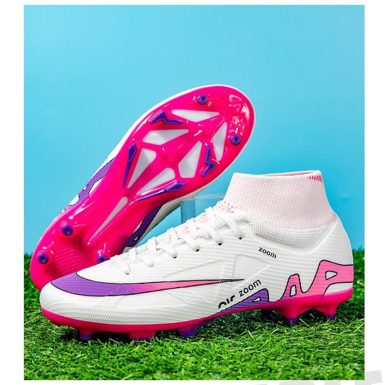 High-top men's and women's football shoes Adult adolescent students Artificial grass broken nails spikes Sports training shoes