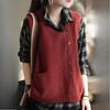 Women's Knitted Vest with Asymmetric Hem Retro Artistic Loose Versatile Casual Gilet Top Cardigan