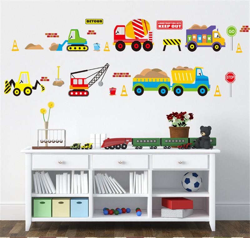 Cartoon cars children room wall stickers for kids room boy bedroom wall decals window poster 3D car wall sticker wallpaper