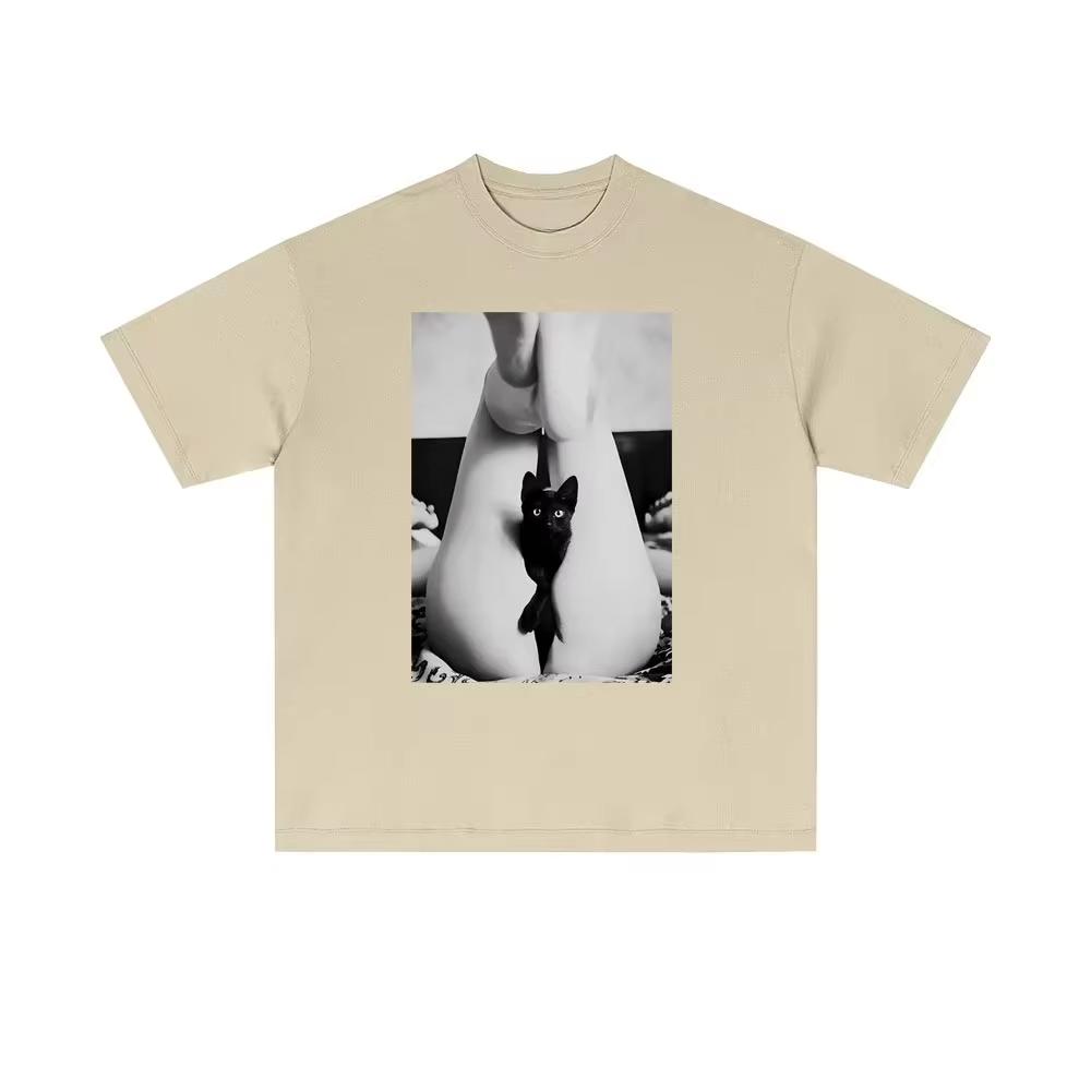 

Новая Сексуальная Футболка для Черных Кошек в Стиле Чикана с Большим и Коротким Рукавом для Лета kawaii clothes y2k топ 4XL