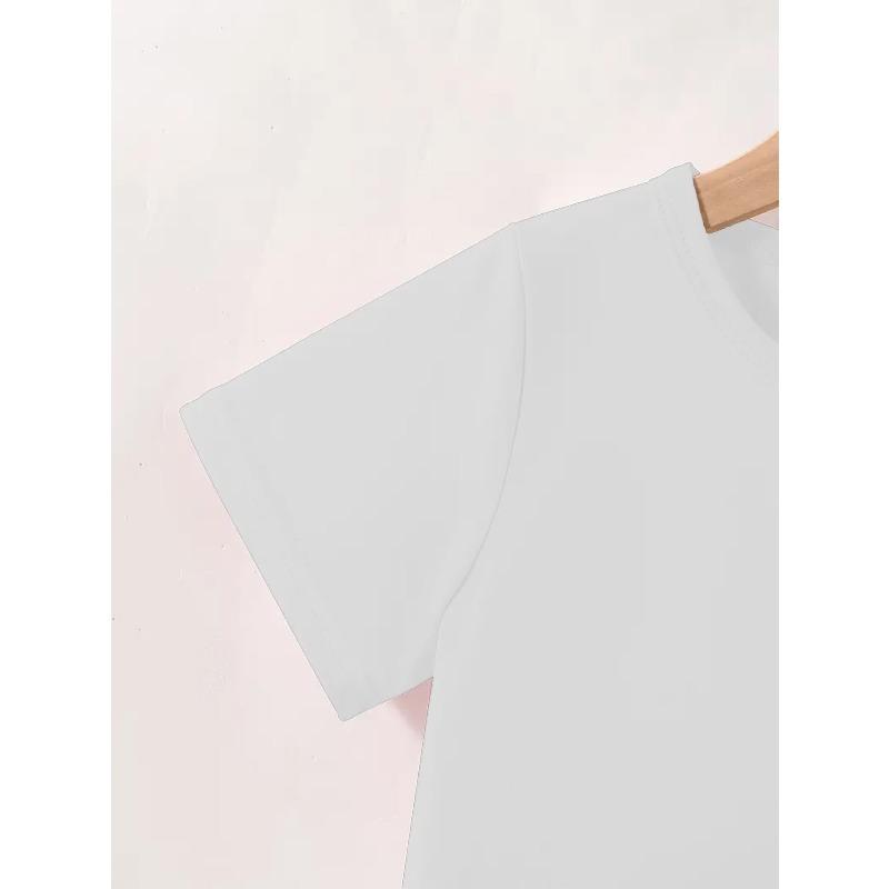 European Size Childrens Crew-neck Short-sleeved T-shirt with Cartoon Dinosaur Pattern Print