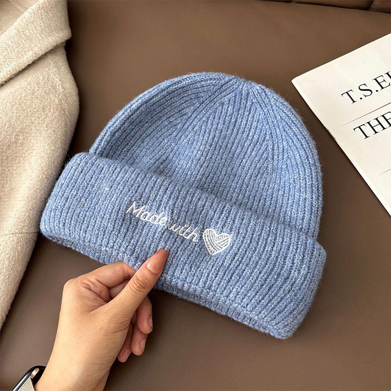 Autumn and winter warm and cold cover, ear protection, simple big head circumference wool hat women