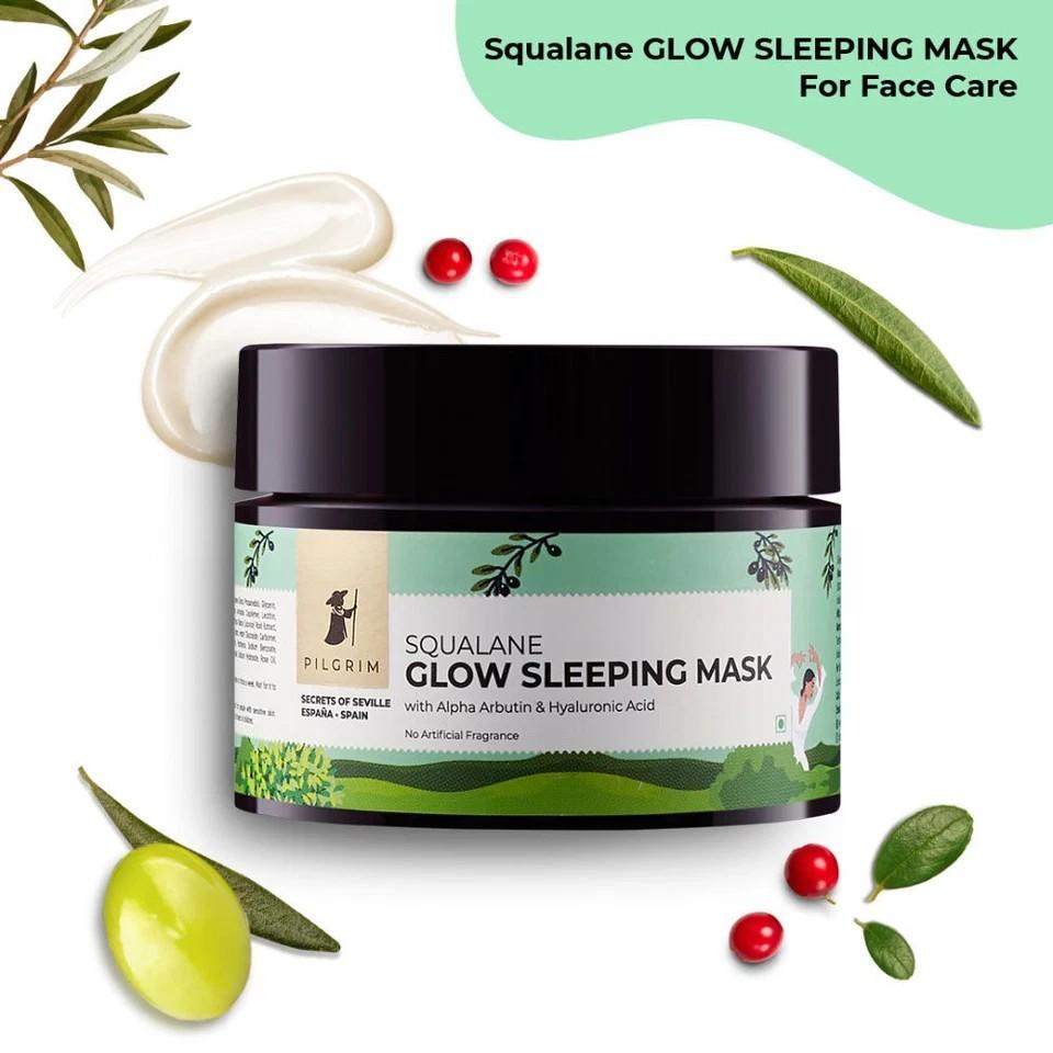 Pilgrim Squalane Glow Sleeping Mask with Alpha Arbutin & Hyaluronic Acid 50gm