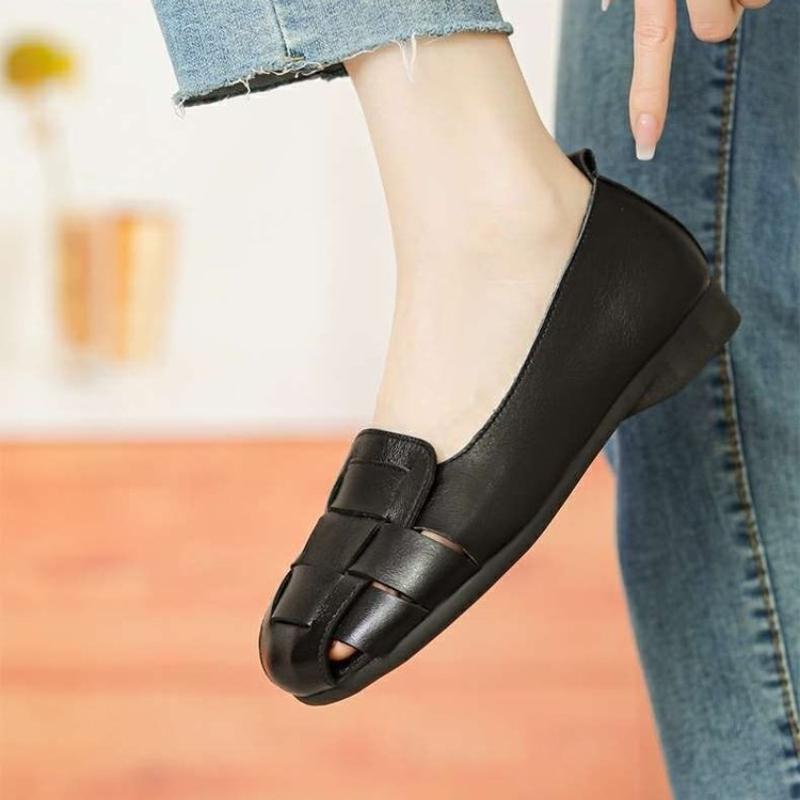 Fashion 2025 New Braid Cutout Loafers Women's Brown Moccasins Female Vintage Shoes Slip On Leisure Retro Flats