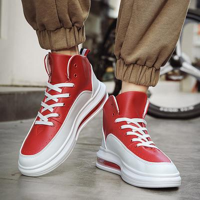 Luxury Men's Red High Top Sneakers Leather Casual Sneakers Men Flat Designer Shoes Breathable Hip Hop Sport Shoes Man