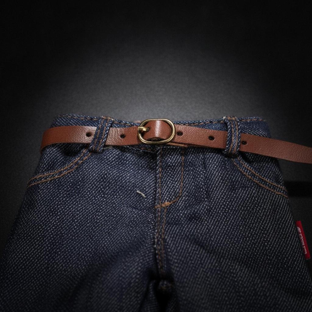 Blue 1:6 Scale Denim Jeans | FunctionalLooking Fly and Fastening, Contrast Stitching Details