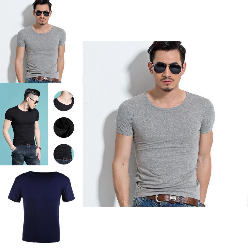 Men's Summer Casual Fashion Solid Color O-neck T-shirt With Short Sleeves