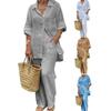 2026 Spring and Summer Cross-border New Foreign Trade Women's Clothing Lapel Long-sleeved Cardigan, Top and Pants Two-piece Set