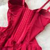 Summer Lace Sexy Underwear Suits Women Ruffles Sheer Camis Mesh Sensual Dress Suits Female Solid Erotic Open Crotch Slim Pajamas 2024