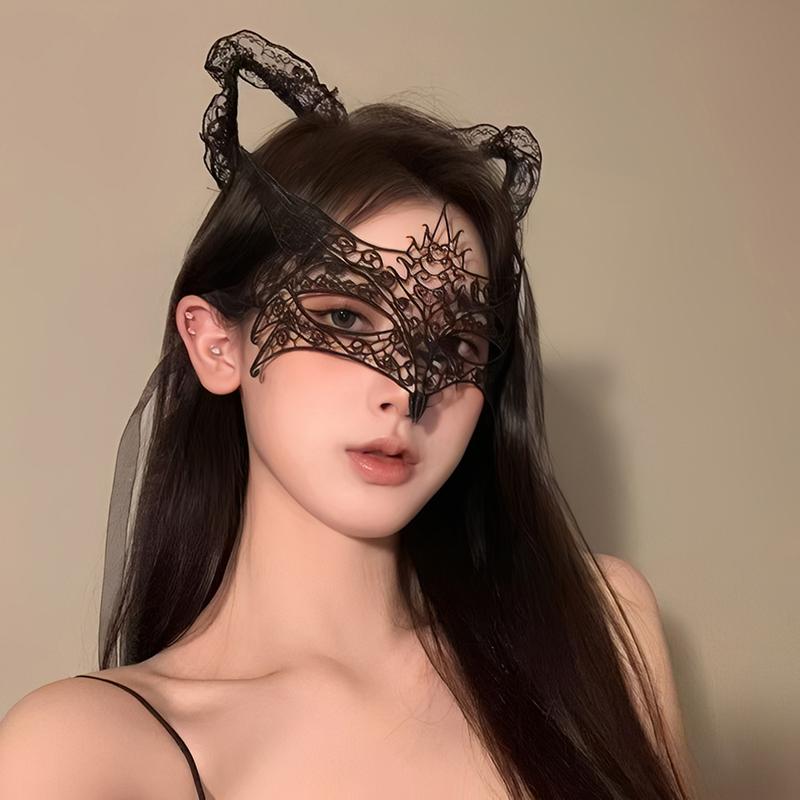 Black Sexy Lingerie Lace Mask Half-Face Cosplay Party Fun Cute Face Eye Mask
