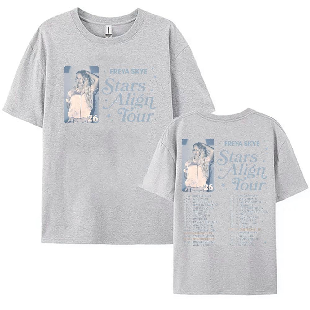 

Freya Skye Stars Align Tour 2026 Tshirt Cotton Short Sleeve Loose Women Tees Singer Fashion Design Graphic Tshirts Print Merch 4XL