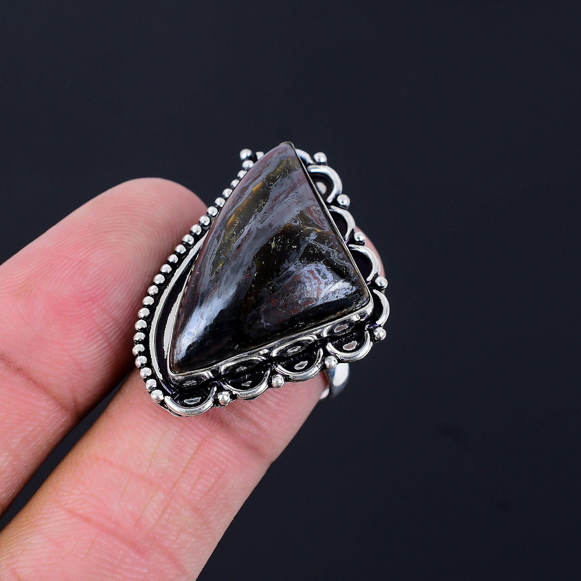 Natural Iron Iron Tiger Eye 925 Sterling Silver Mother Multi Stone Handmade Ring 9