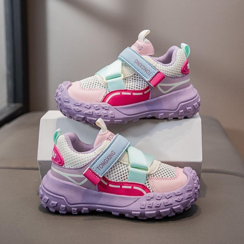 Kids Casual Sneakers Fall 2026 Lightweight Breathable Dad Shoes Girls Boys PU Upper Rubber Sole