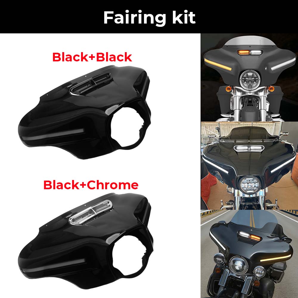 Front Batwing Upper Outer Fairing with LED Light ABS Plastic Motorcycle For Harley Touring Street Glide Special FLHXS 2014-2023