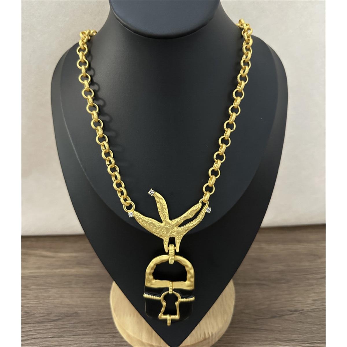 

Французский Ретро Парижский Стиль Нишевый Легкий Роскошный Подвеска-Замок-Голубь Модная Длинная Цепочка-Свитер для Женщин золотой