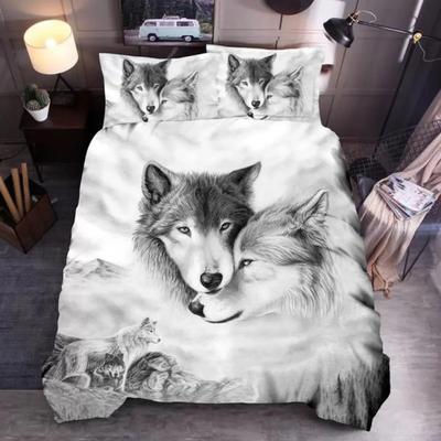 Wolf Niedliches Tier Bettwäscheset 3D Kinder Erwachsene Luxus Geschenk Bettbezugset Weiches Bettdeckenset Einzel Voll King Twin Größe Bettdeckenbezug