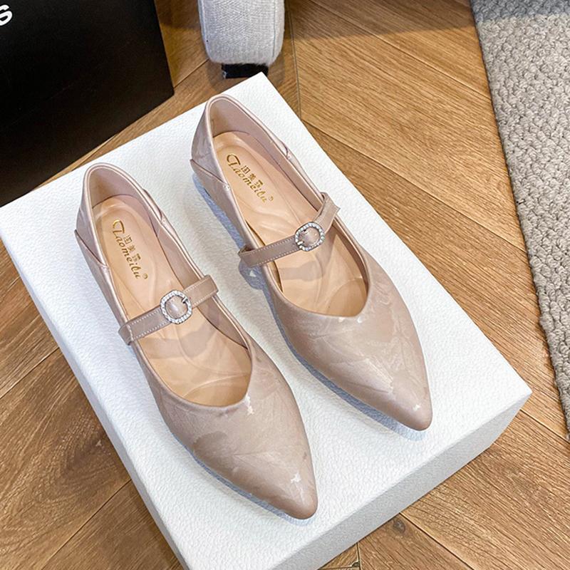 

Модные новые дизайнерские женские балетки с принтом, с острым носком, с хрустальной пряжкой, женские туфли-балетки на мягкой подошве, лоферы слипоны, большой размер 43 38 абрикосовый