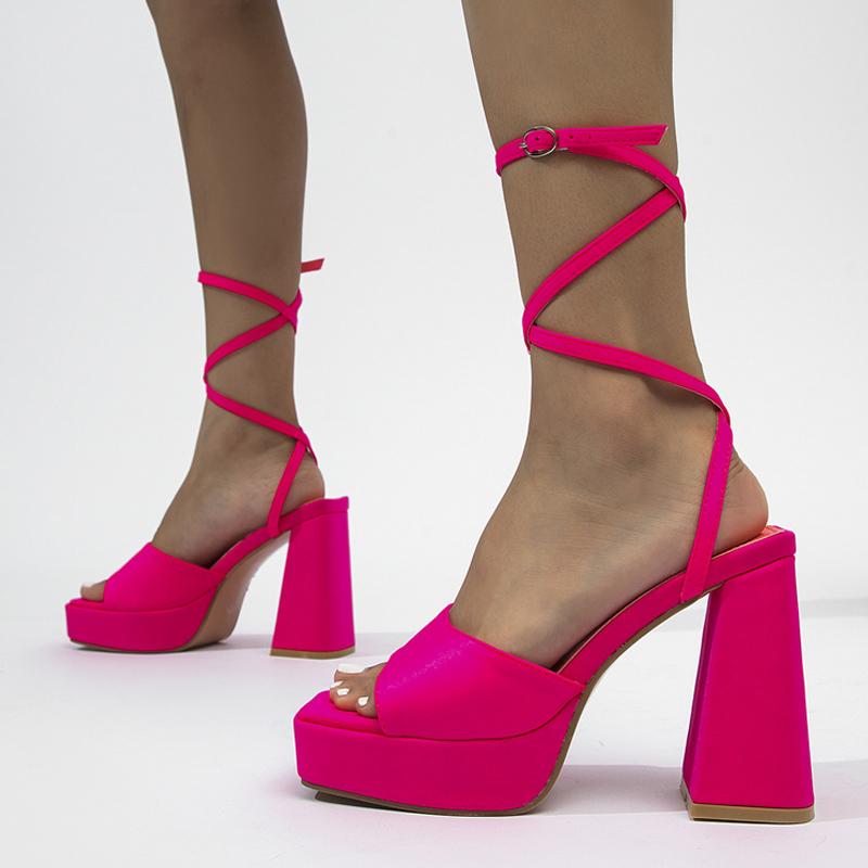 Summer Sexy Women 'S Party Nightclub Shoes Banquet Platform Sandals Female Open Toe Ankle Buckle Strap Chunky High Heels