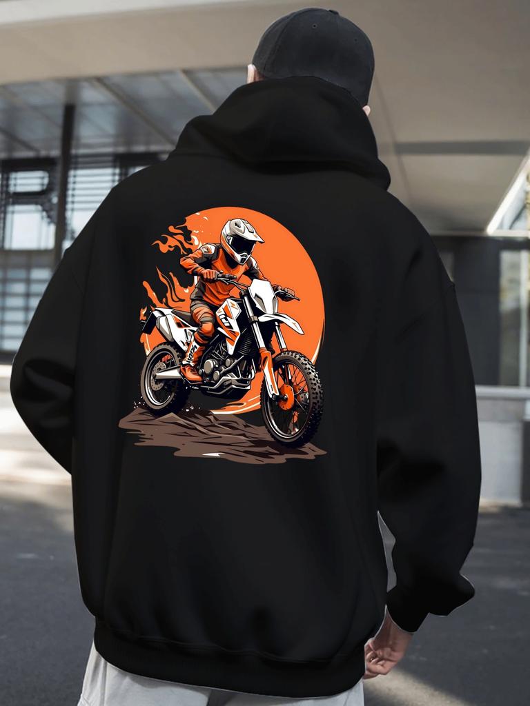 Racer Men's Hoodie New Cool Street Style Printed Sweatshirt on the Back Free Style Tops for Autumn