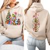 Women's Christmas Print Hooded Sweatshirt Lightweight Long Sleeve Pullover for Holiday