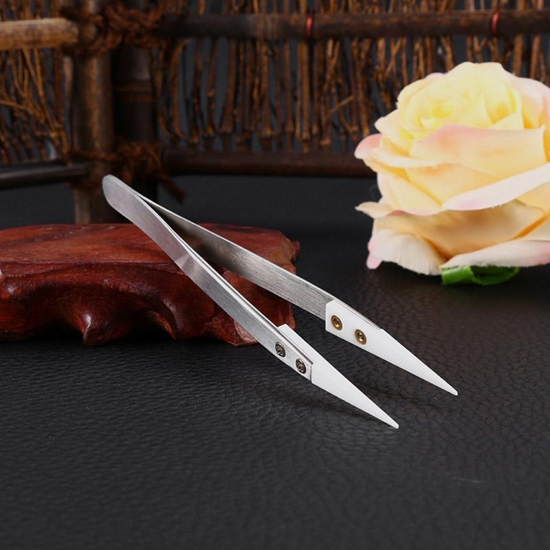 Steel Ceramic Stainless Pointed Tip Tweezer Heat Resistant Antistatic Antiacid