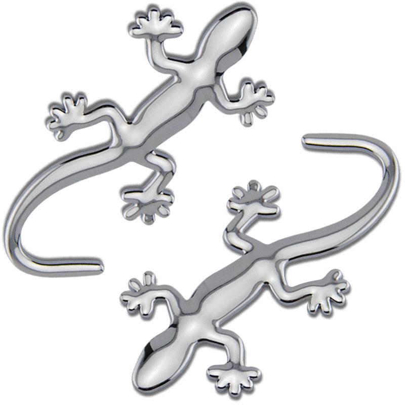 1/2 Pezzi Adesivi per Auto 3D Lucertola Geco Adesivo per Auto Camion in ABS Decalcomania Badge Cromato Emblema Decorazione Accessori Esterni Auto