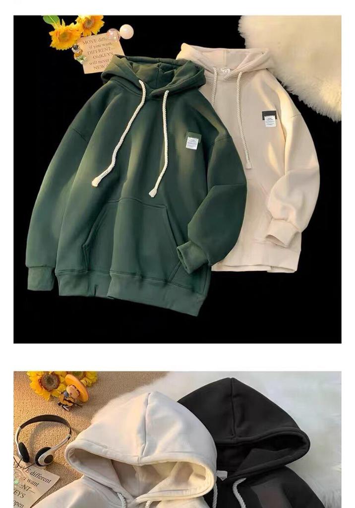 High Street Trendy Autumn/Winter Men's Versatile Hooded Printed Thick Hoodie for Couples
