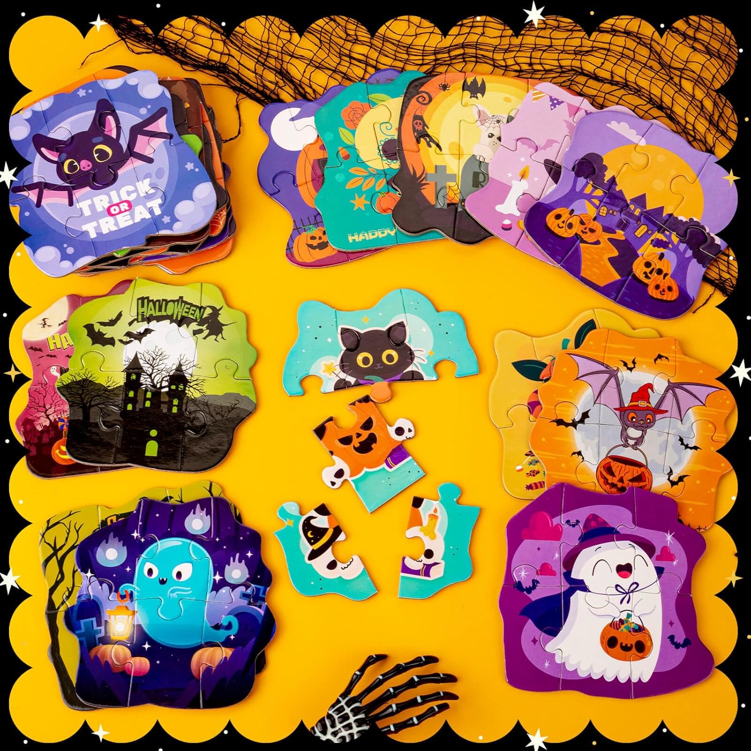 24 Pack Halloween Puzzle for Kids, Halloween Party Favor Games, Jigsaw Puzzles Perfect for Classroom Rewards and Goodie Bag
