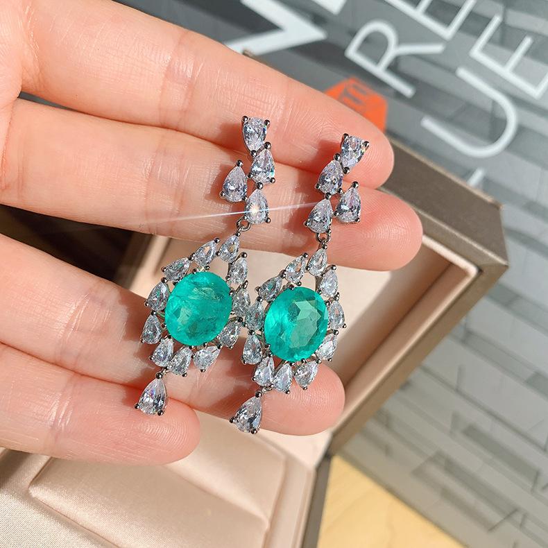 

Имитация Параиба, цветной бриллиантовый изумруд, комплект женских украшений