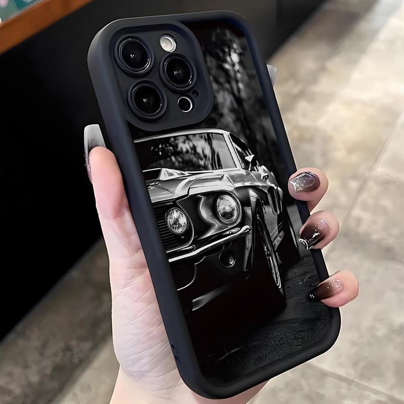 Custodia in Silicone Morbido Nera alla Moda con Design di Auto Sportiva per iPhone 17 16 Pro Max 15 14 13 12 11 Pro Max 16E 17Air X XR XS Max