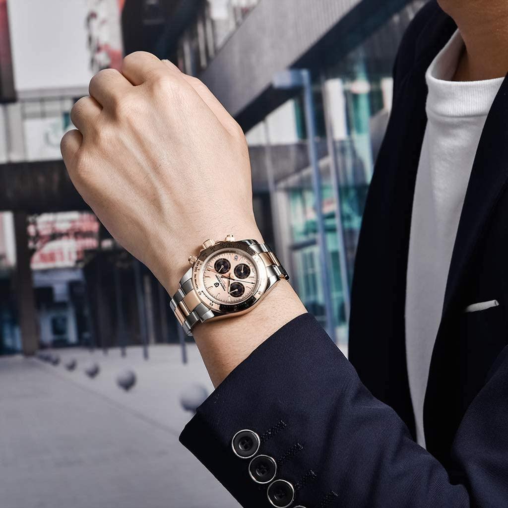 Pagani Design SEIKO Quartz Daytona with Ceramic Dress Stainless Steel Sapphire PAGANI DESIGN Men's Watch, Japanese-made Movement, Chronograph, Case,
