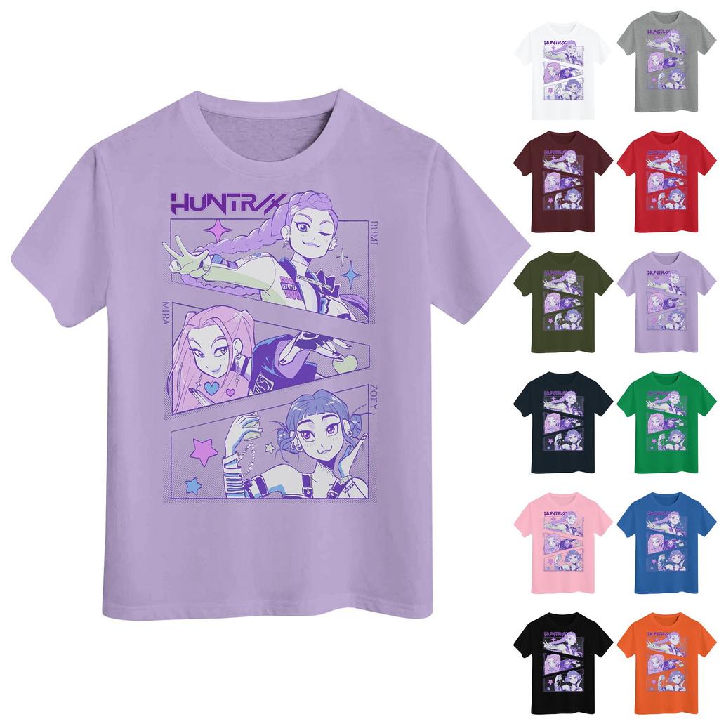 Boys Girls Round Neck Casual Printed Short-sleeved T-shirt Top