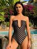 Retro Polka Dot Slimming One-Piece Swimsuit - Women's High-End Sexy Swimwear