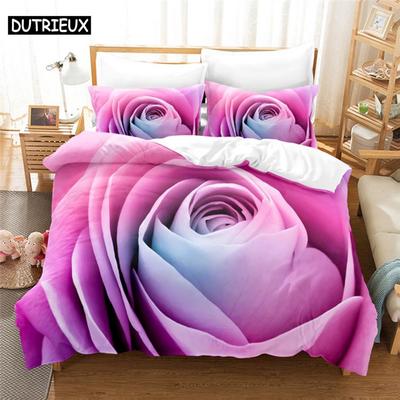 3D Digitaldruck Modedesign Queen Size Blumen Bettwäscheset, Bettbezugset