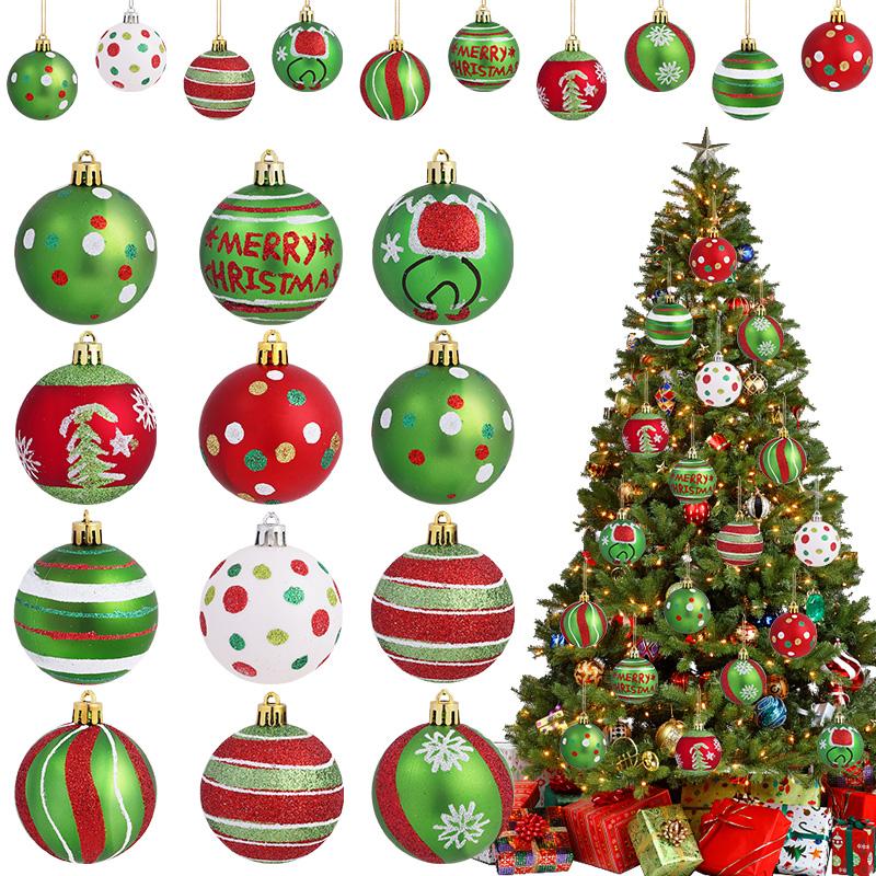 12Pcs 6cm Christmas Tree Ball Ornament Plastic Hanging Glitter Elf Ball for Christmas Home Decoration 2026 New Year Holiday Gift